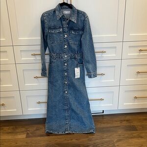Zara Denim Long Sleeve Dress